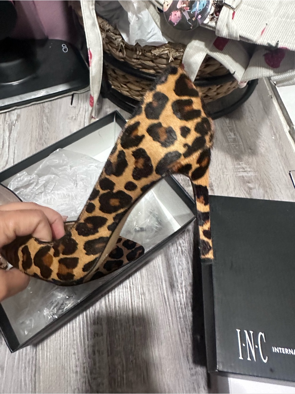 INC International Concepts Leopard Print Open-Toe Stiletto Heel - Brown/Black
